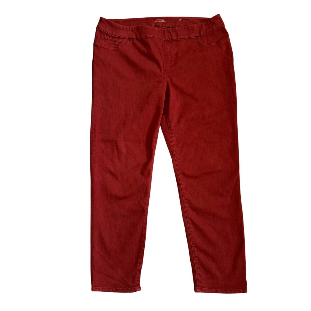 Chicos Size 3.5R Womens 18R Pants Pull On Jeggings Rust Stretch Cotton Twill